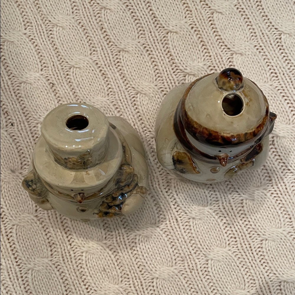 NIB North Lights at Home snowmen tea light holders. Ceramic. Glazed unused tan - Picture 5 of 13